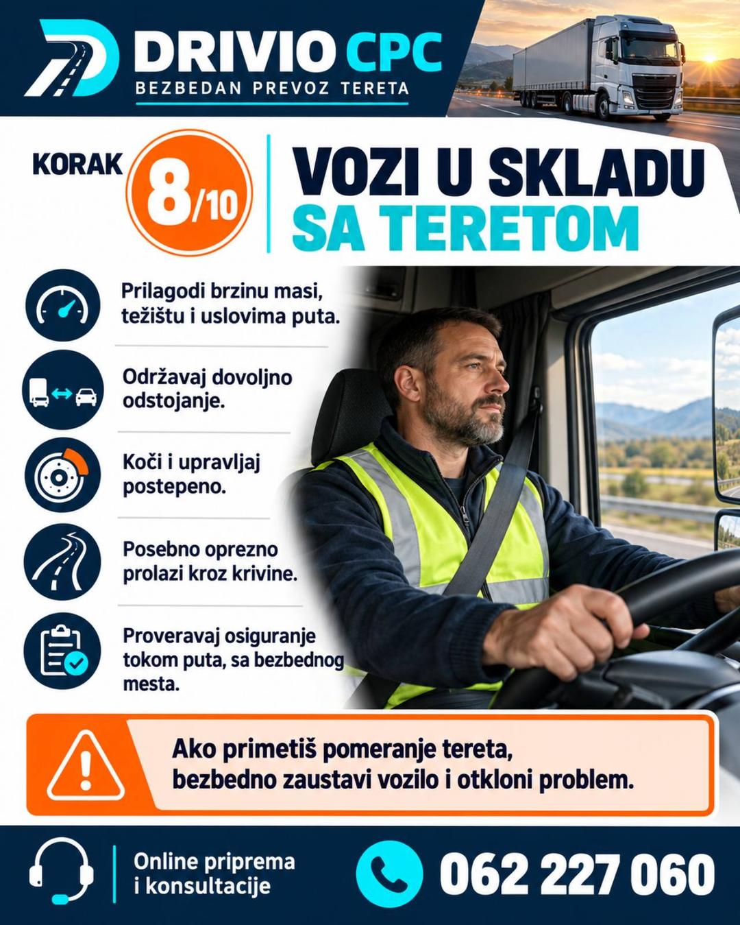 Korak 8: Vozi u skladu sa teretom — Bezbedan prevoz tereta