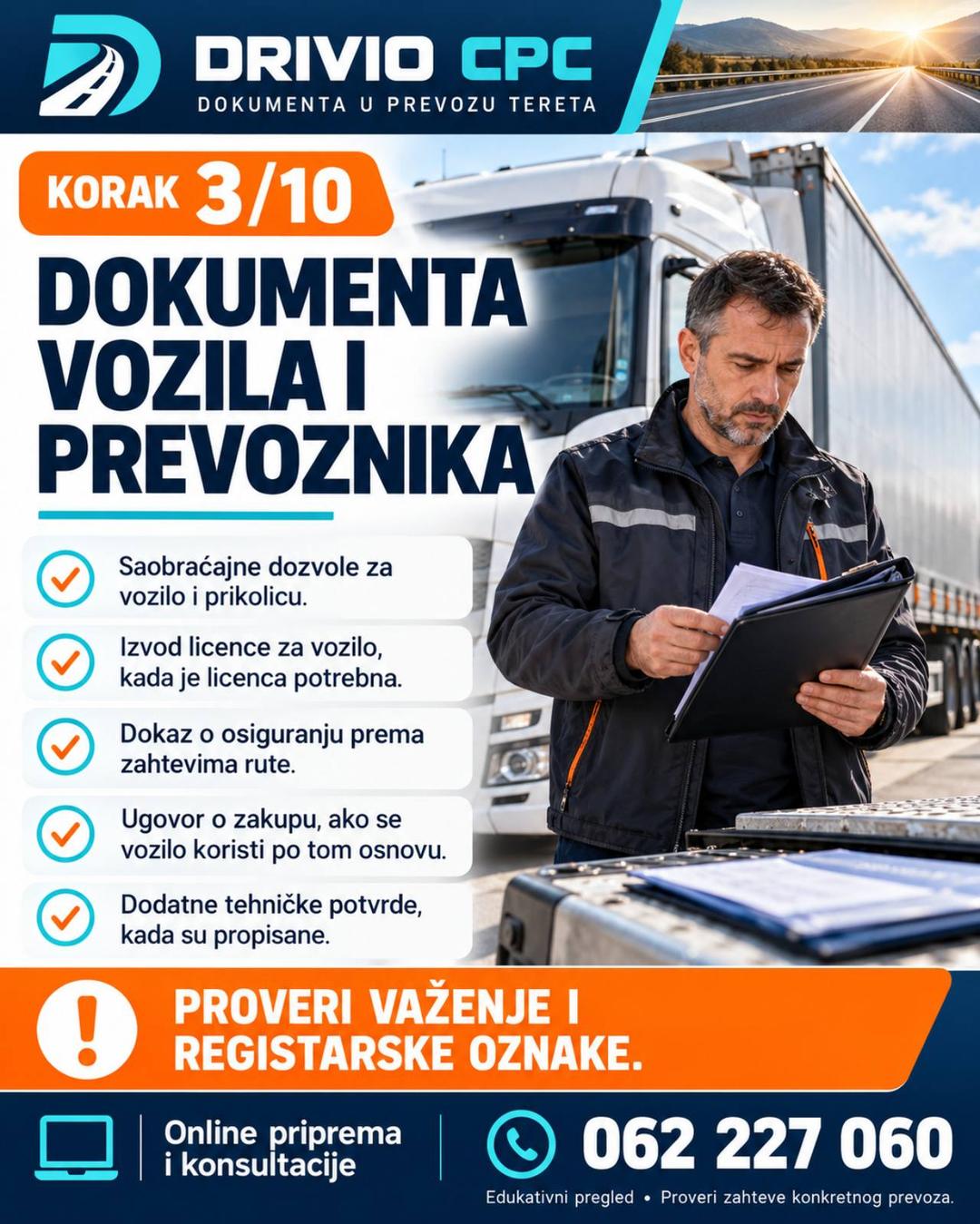 Korak 3: Dokumenta vozila i prevoznika — Dokumenta u prevozu tereta