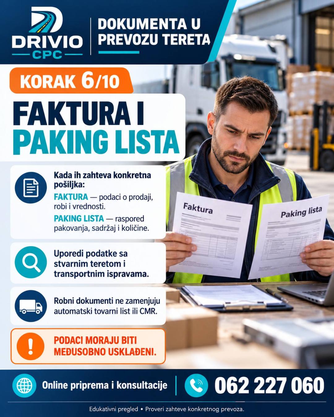 Korak 6: Faktura i paking lista — Dokumenta u prevozu tereta