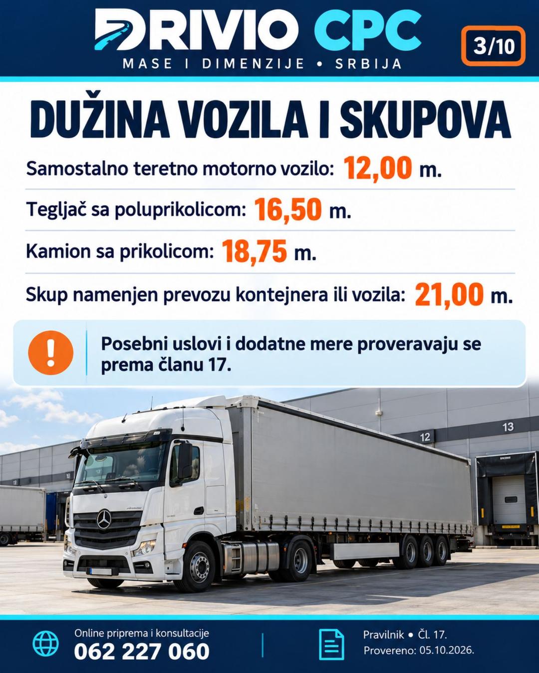 Korak 3: Dužina vozila i skupova — Mase i dimenzije vozila u Srbiji