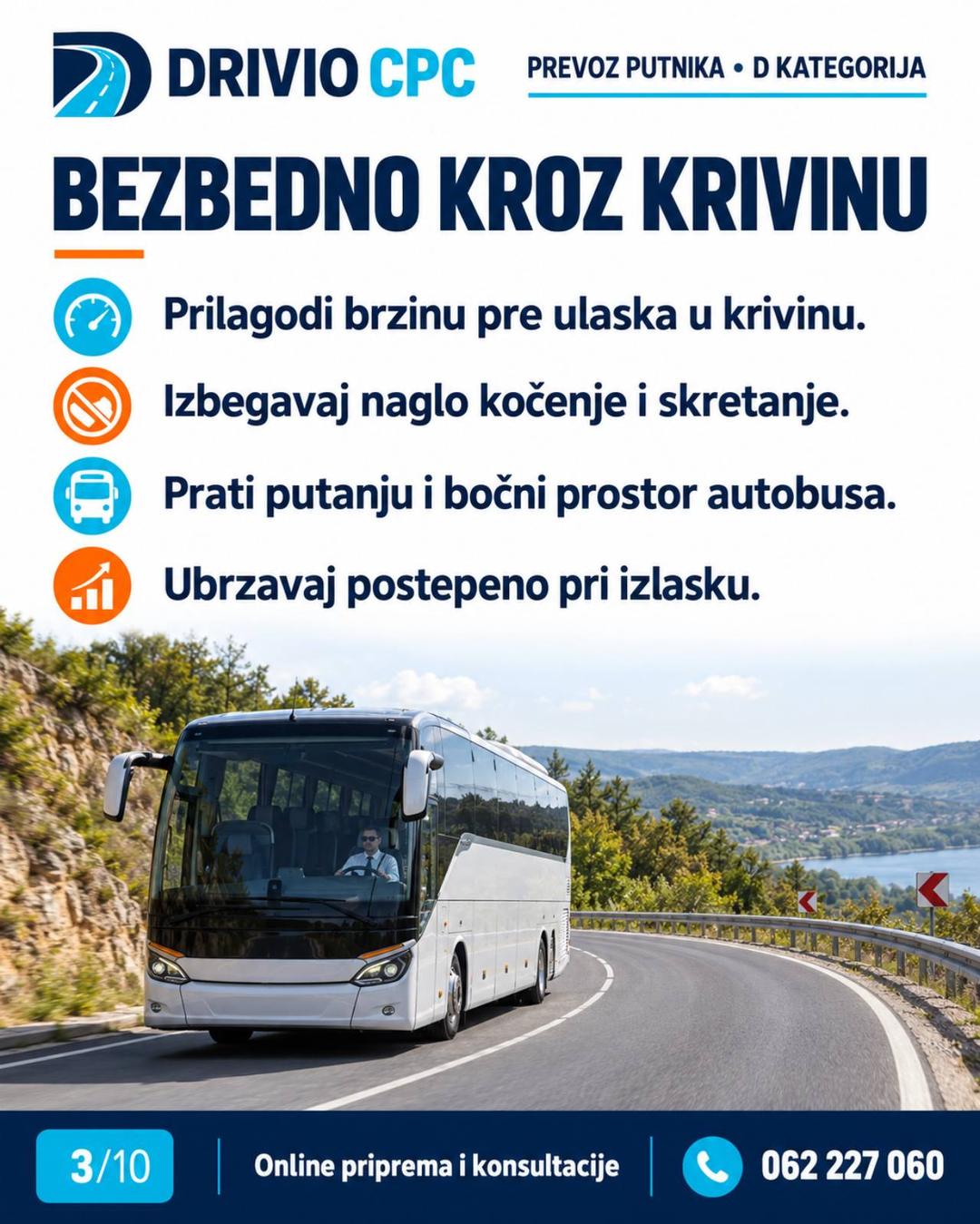 Korak 3: Bezbedno kroz krivinu — Bezbedan prevoz putnika