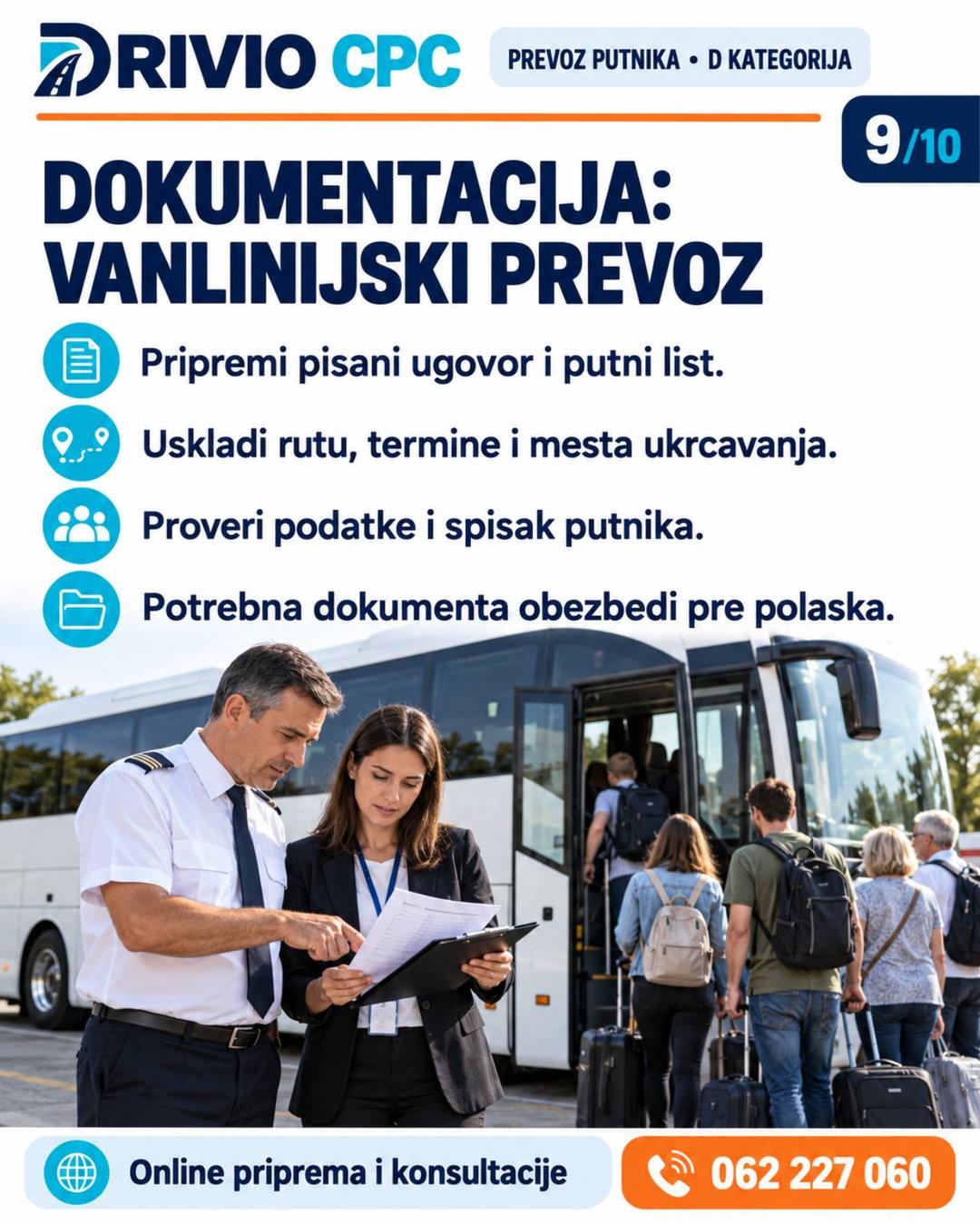 Korak 9: Dokumentacija: vanlinijski prevoz — Bezbedan prevoz putnika