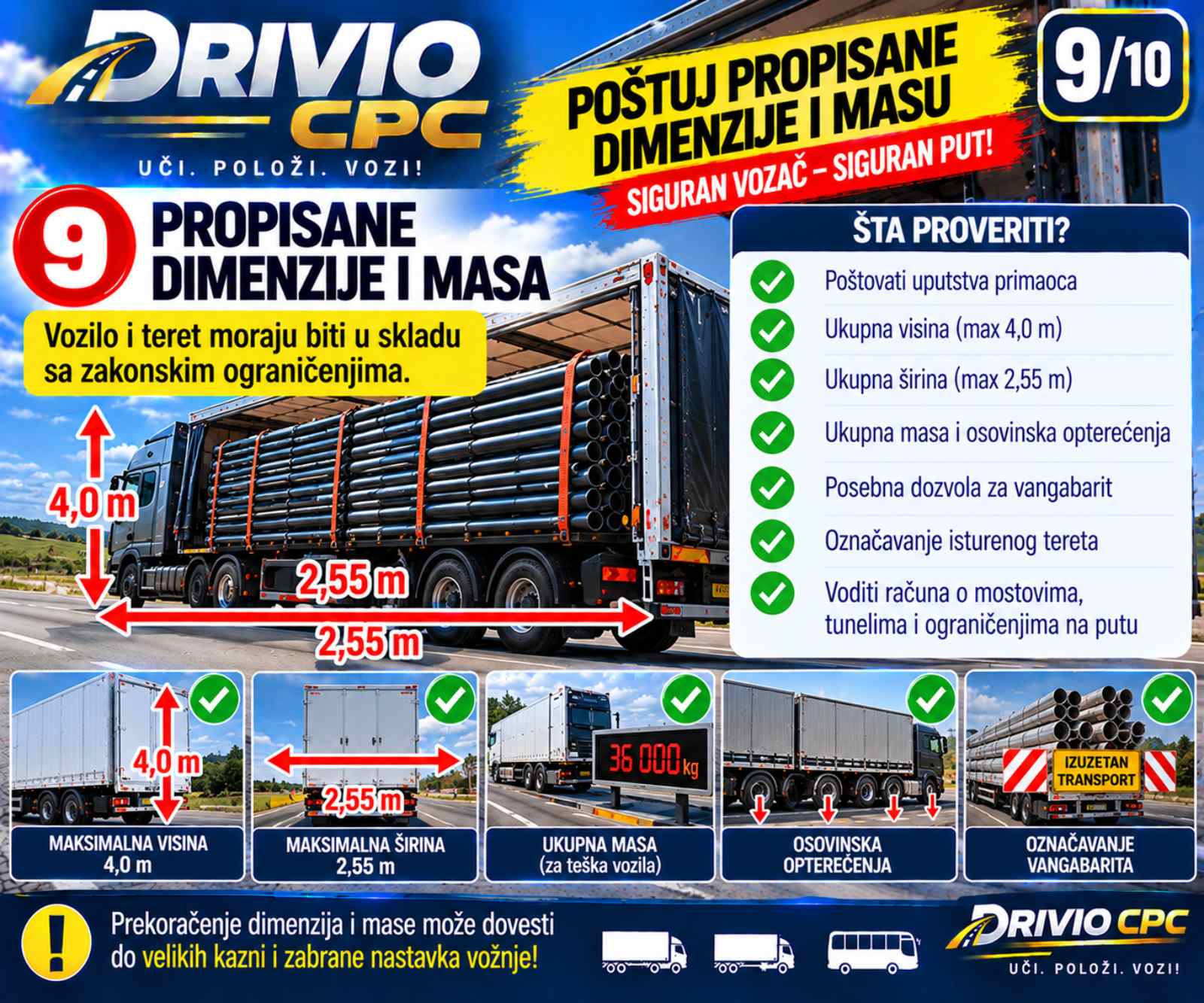 Korak 9: Poštovanje propisanih dimenzija i mase vozila